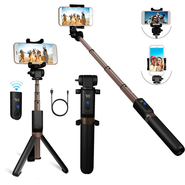 Bluetooth Extendable Selfie Stick with Wireless Remote Shutter Monopods Tripod Stand for iPhone Samsung S10 Huawei Xiaomi Phone Smartphones