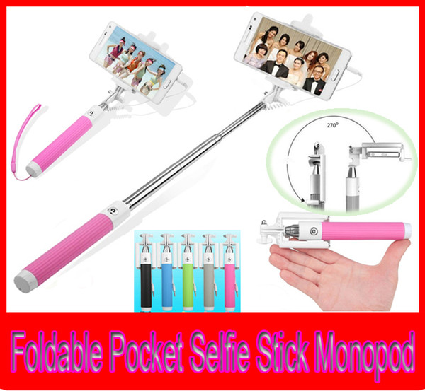 Extendable Pocket Selfie Stick Monopod Mini Foldable Extendable Selfie Stick Wired with Remote Shutter Button Mini Protable Sefie Sticks