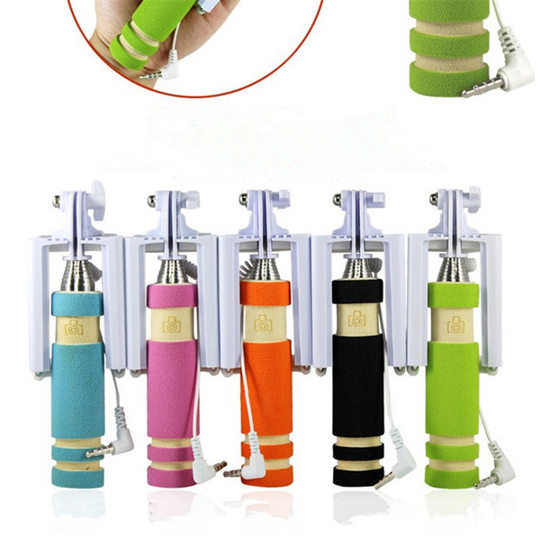 Top Hot Super Mini Wired Selfie Stick Handheld Monopod Fold Self-portrait Stick Holder For iPhone for Samsung Smartphone