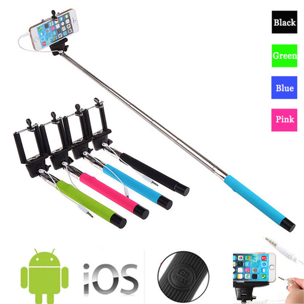 Handheld Extendable Selfie Stick Monopod Cable Wired Selfie Sticks Camera Tripod Monopod for iPhone 5s Samsung Android Universal Phone