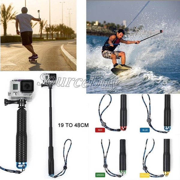 95cm 4 Colors Waterproof Monopod Selfie Stick Pole Handheld For Gopro Hero 4 3+ 3 2 1 Camera 19-48cm retail package Free Shipping