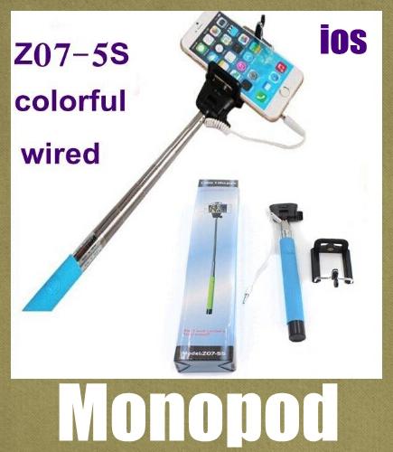 cable take pole selfie stick for iphone camera samsung selfie holder monopod z07-5s remote control wired selfie-stick extendable OTH007