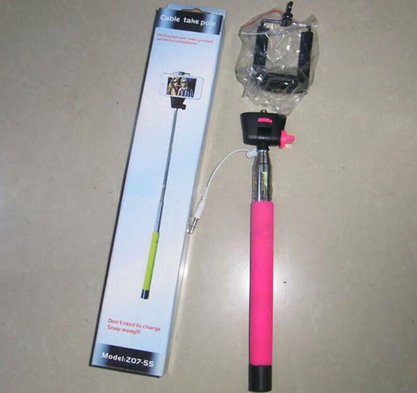 New arrived Z07-5S audio cable wired Selfie extensible Handheld stick monopod for iPhone IOS Android deliveries