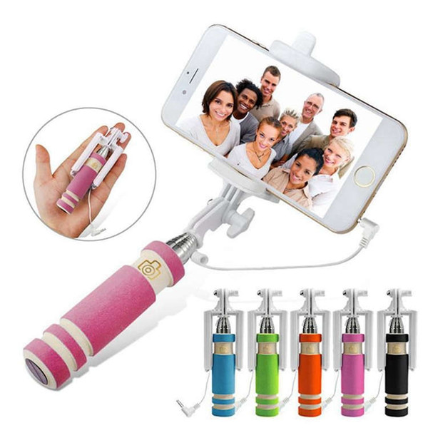 ZX-3S Mini Selfie Stick Handheld Portable Light Foam Monopod Fold Self-portrait Stick Holder Wired Stainless Steel For Mobile Phone