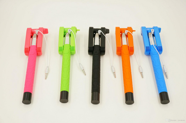 colorful 3 in 1 Audio Wired Cable Extendable Handheld Stick Selfie Z06-4 Collapsible Holder Original KJSTAR for phones