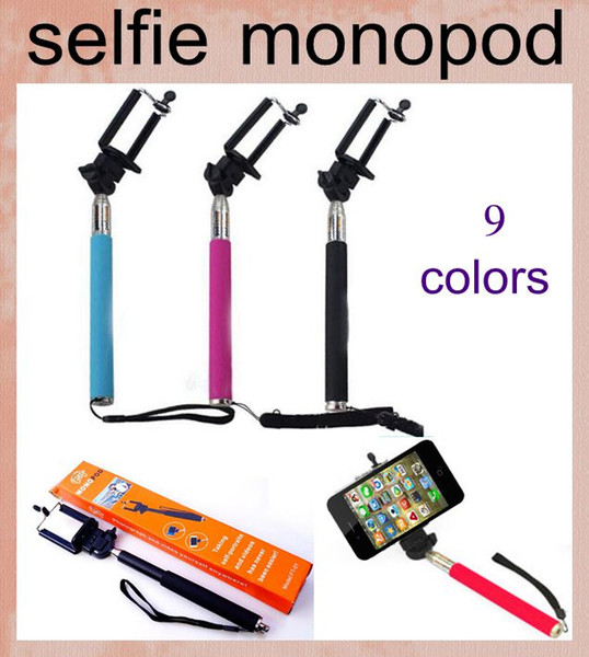 wireless monopod for iphone 6 5s samsaung HTC telescopic self timer no remote control selfie stick handle with tripod mount colorful OTH003