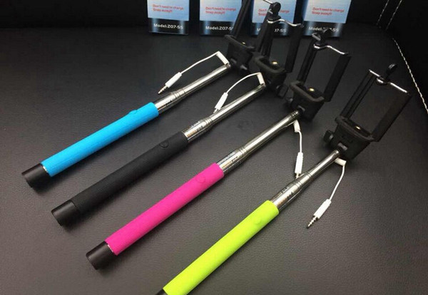 Monopod Extendable Self Timer Handheld With Cable Z07-5 plus With Groove Cable Take Pole Monopod selfie stick For Iphone 6 Samsung s5