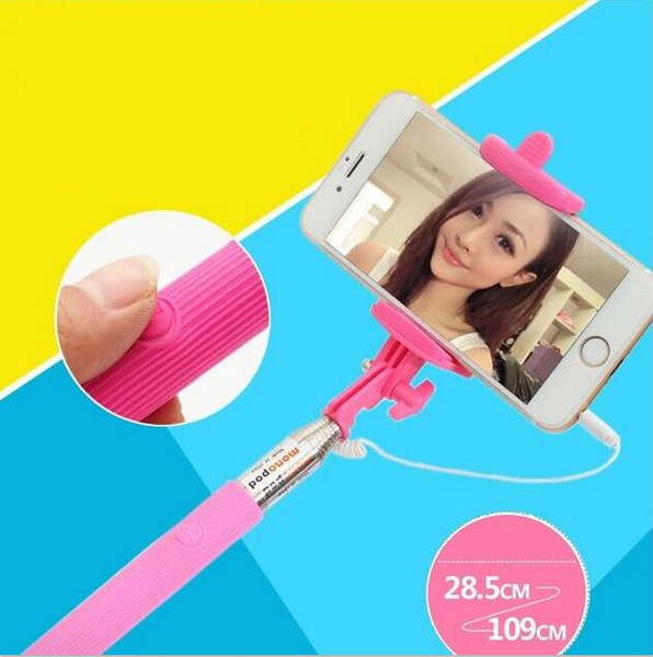 Monopod Selfie Stick with groove Tripod Cable Handheld Telescopic Monopod With Holder for iPhone Android phone DHL FREE Shipping