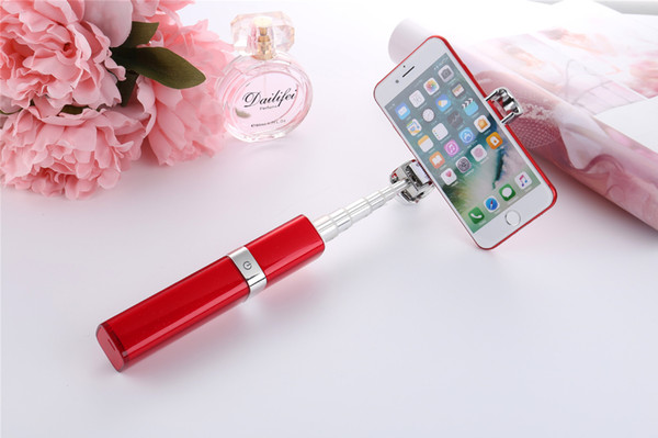 2017 New arrival mini lipstick wired selfie stick for iPhone and android mobile phone folding selfie stick lipstick Perfume Design DHL fee