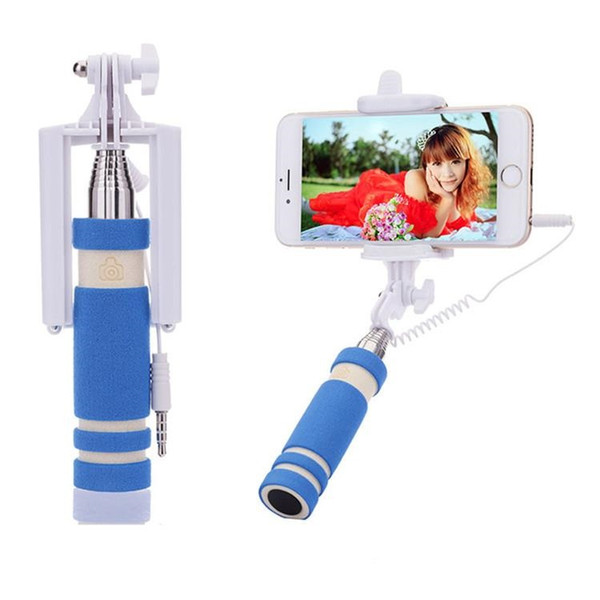 Mini Extendable Wired Selfie Monopod Stick with Clip Mirror Tripod For iPhone For Samsung Cellphone Selfie Stick High quality Colorful