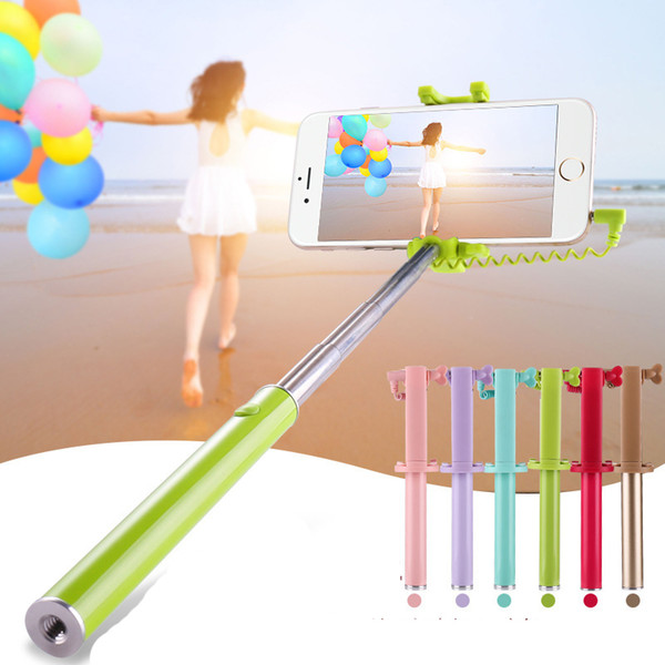 Extendable Handheld Monopod Selfie Stick Cell Phone Clip Holder Fashion Mix Color Mini Portable Photograph New