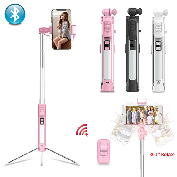 Bluetooth LED Fill Light Selfie Stick with Tripod for iPhone X 8 7 Samsung S9 S8 Xiaomi Extendable Wireless Selfie Monopods with Remote