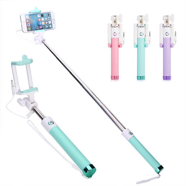 OEM can print logo 3.5mm Mini Selfie Stick Arrival Extendable with Button Wired Silicone Handle Monopod Universal