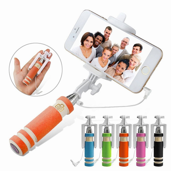 NEW Foldable Super Mini Wired Selfie Stick Handheld Extendable Monopod -Built in Bluetooth Shutter Non-slip Handle Compatible with phone