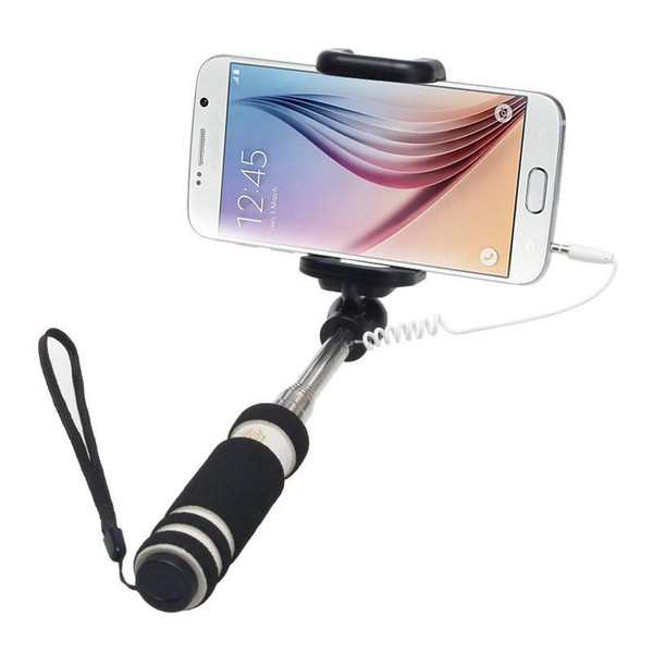 New 14cm Monopod Audio Cable Wired Selfie Stick Extendable Sefie Monopod for iPhone 7 IOS for Samsung Android