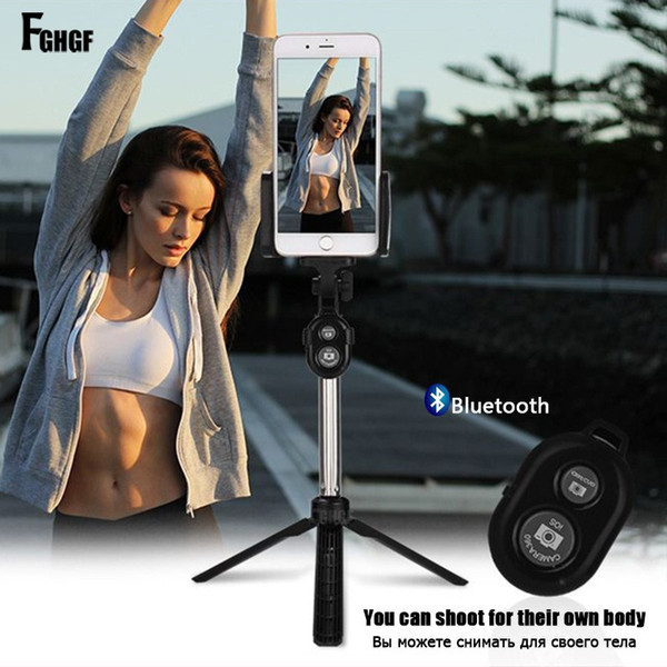 FGHGF Handheld mini Tripod Phone selfie stick Bluetooth Shutter Remote Controller Foldable Wireless for iPhone Selfie Stick