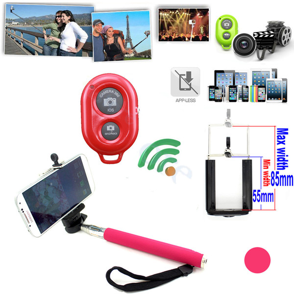 Factory Price ! Bluetooth Wireless Remote Shutter Camera Control Self Timer+Monopod+Phone Holder for iOS & Android 3 in 1 Full Set