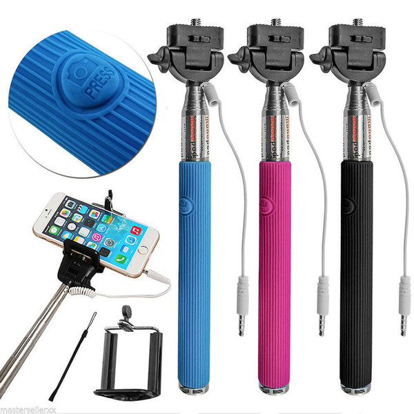 Hot 100pcs/lot cable selfie Monopod Z07-5S Extendable wired selfie Stick take photos control for iphone IOS Android smart phone