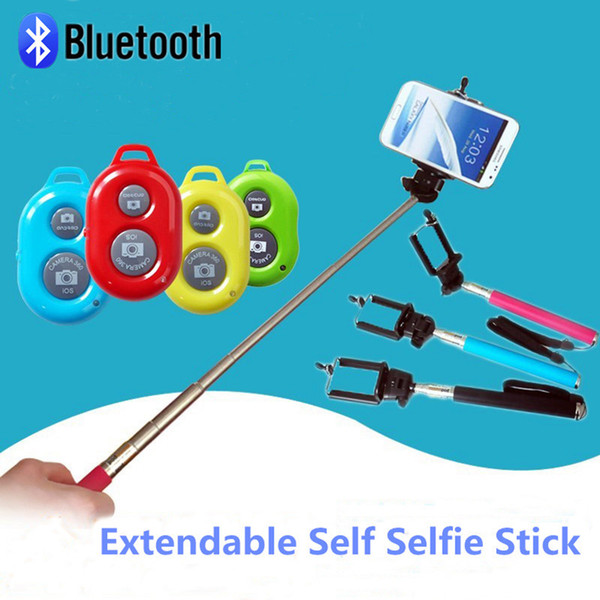 DHL !20sets (20pcs monopod +20pcs clip holder+ 20pcs bluetooth shutter ) Extendable Selfie monopod Control for IOS Android smart phone