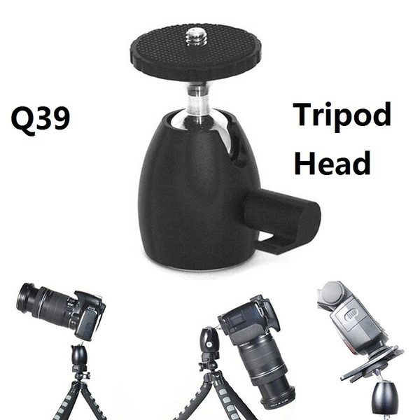 Q39 Mini Ball Head Tripod Heads 1/4'' Hot Shoe Mount Stand adapter for Monopod Tripod Light Stand Canon Nikon DSLR DV Camera