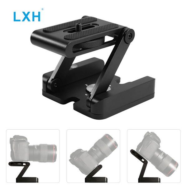 LXH Aluminum Alloy Folding Z Flex Tilt Head Camera Bracket Quick Release Plate Tripod Ball Head For Canon Nikon Sony