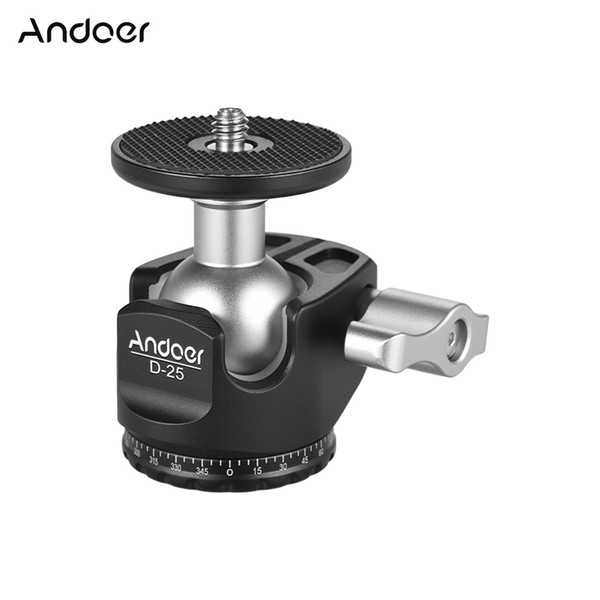 Andoer CNC Machining Double Notch Ball Head Mini Ballhead Low Center of Gravity for Tripod Monopod for Canon Nikon Sony DSLR