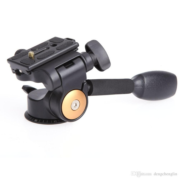 QZSD Q08 Aluminum 3-Way Fluid Head Rocker Arm Video Tripod Ball Head Quick Release Plate for DSLR Camera Tripod Gimbal