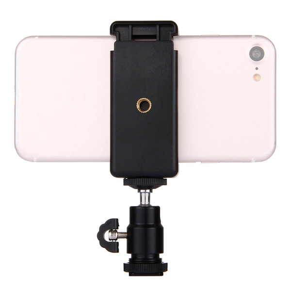 PULUZ 1/4 inch Hot Shoe Tripod Head + Tripod Stand Clamp For Smart Phones iPhone Samsung LG Huawei 5.5cm - 8cm Width Smartphones