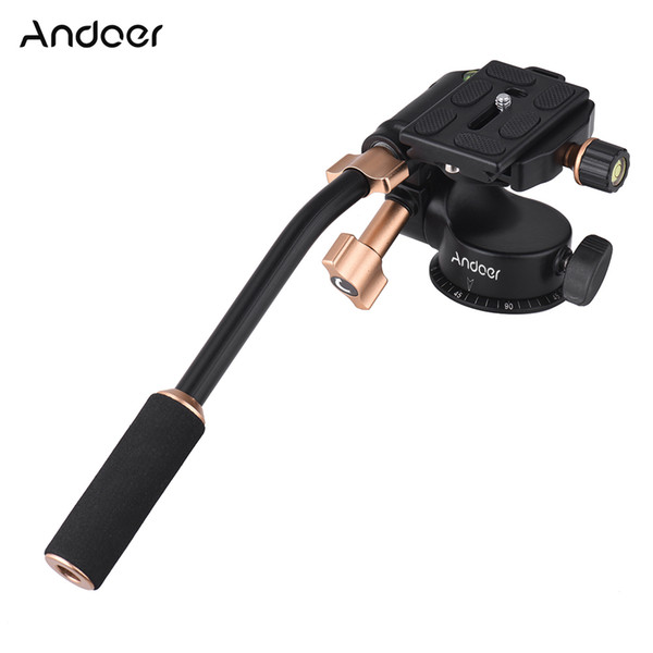 Andoer Q08S Aluminum Alloy 3-Way Damping Video Head Tripod Head w/ Pan Bar Handle 360 Degree Panoramic Shooting for DS /Tripod