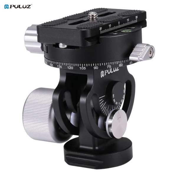 PULUZ 2-Way 360 Degree Pan/Tilt Tripod Head Panoramic Photography Head Aluminum Alloy With Quick Release Plate 3 Bubble Level