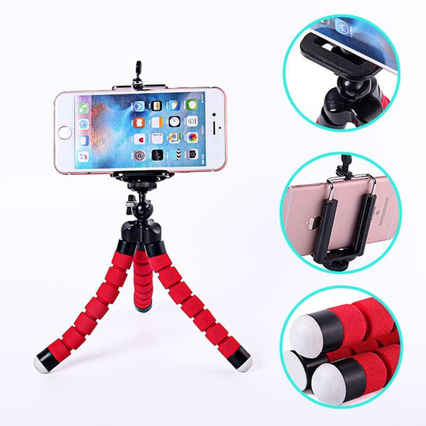 Mini Portable Flexible Sponge Octopus Tripod Stand Mount With Holder For Phone Action Camera and Camcorder