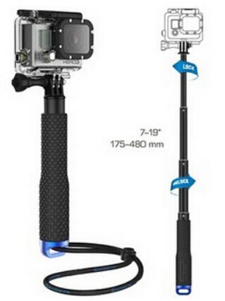 Hot Gopro Aluminum Extendable Pole Telescoping Handheld Monopod with Tripod Mount Adapter for GoPro Hero 1/ 2/ 3 3+ 4 SJ4000 #72