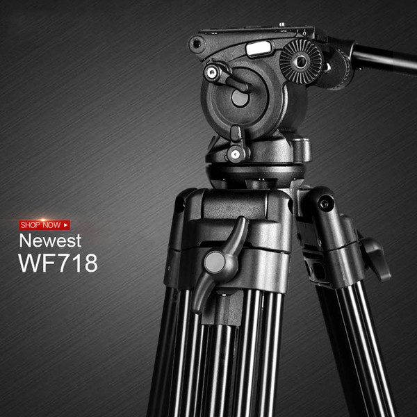 New WF718 Professional Video Tripod DSLR Camera Heavy Duty Tripod with Fluid Pan Head for Canon Nikon Sony Camera Camcorder DV