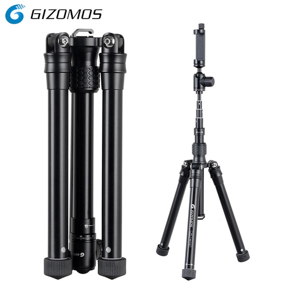 GIZOMOS GXG-215P 3in1 Mobile Phone Holder Stand Selfie Stick Monopod Tripod For DSLR Camera Smartphone With Cell Phone Clip