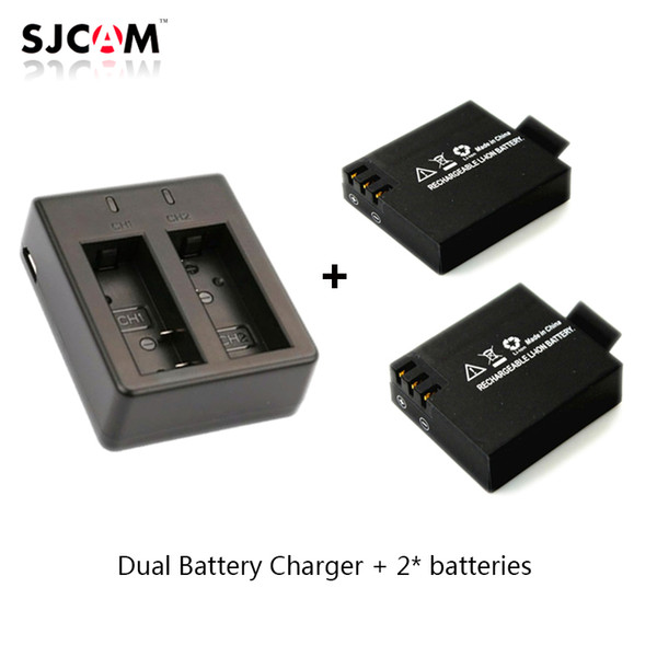 2pcs original SJCAM Sj4000 battery Sj5000 battery + Dual Battery Charger for SJCAM SJ4000 5000 Series Camera Accessories