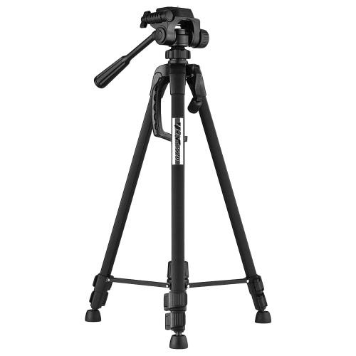 Portable Aluminum Alloy Tripod with 3-Way Damping Tripod Head for Canon Nikon Sony DSLR ILDC DV Cameras Max. Height 140cm Max Load Capacity