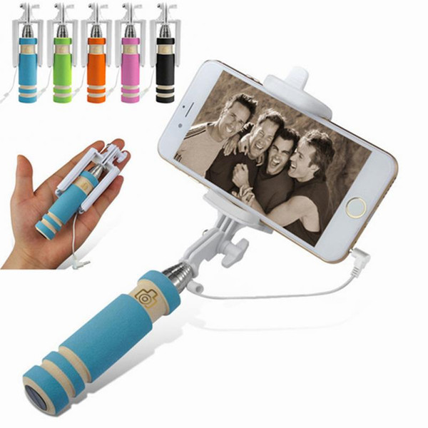 Wholesale-Hot ! Handheld Extendable selfie stick for iPhone 6 6s Plus 5 5s For Samsung Galaxy S4 S5 monopod Mini Self-Pole Tripod Monopod