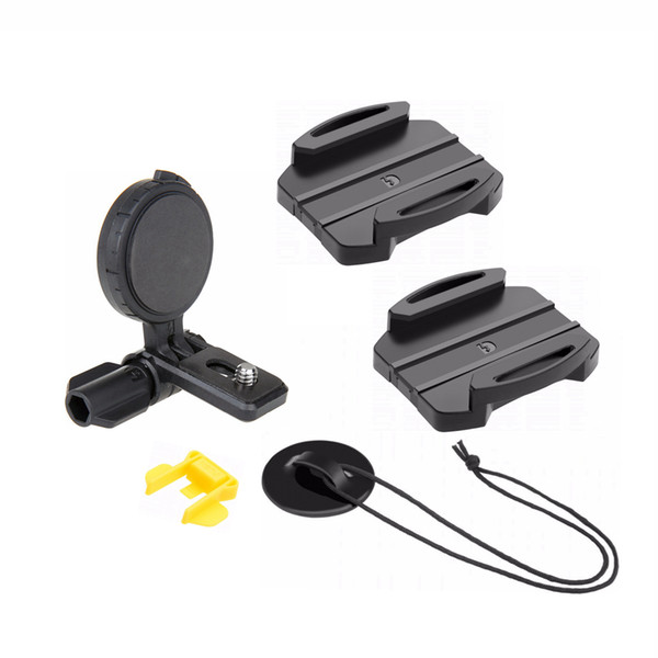 New VCTHSM1 Helmet Side Mount Set for Sony Action Cam Curved Surfaces Adhesive with Anti-lost Attachment Leash Strap Rope-Black