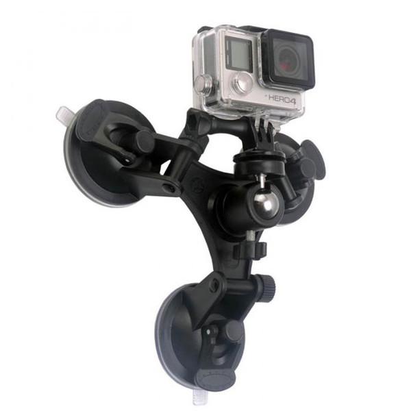 Car Windshield Triple Vacuum Suction Cup Fat Gecko Mount Holder Bracket with Pan Tilt for Gopro SJCAM Action Camera DSLR camera