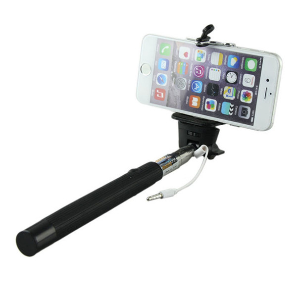 Wholesale-Hot sale Telescoping Selfie Stick Monopod Holder with Remote Button Clip Extending Cable for iPhone 6 6plus/5S/5G/5C/4S/4G/3GS