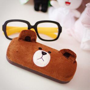 Kawaii Brown Bear Cartoon Glasses Box Glasses Case Lovely Spectacles Case Eyeglasses Case Retail TRD