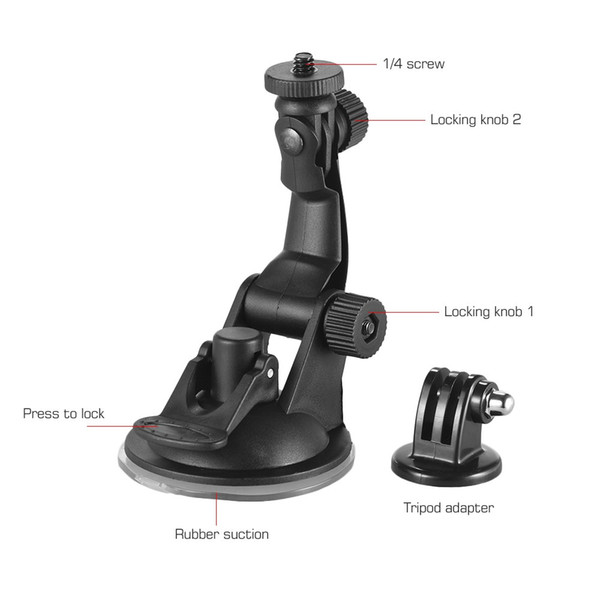 Action Camera Accessories Car Suction Cup Mount + Tripod Adapter for GoPro hero 7/6/5/4 SJCAM /YI