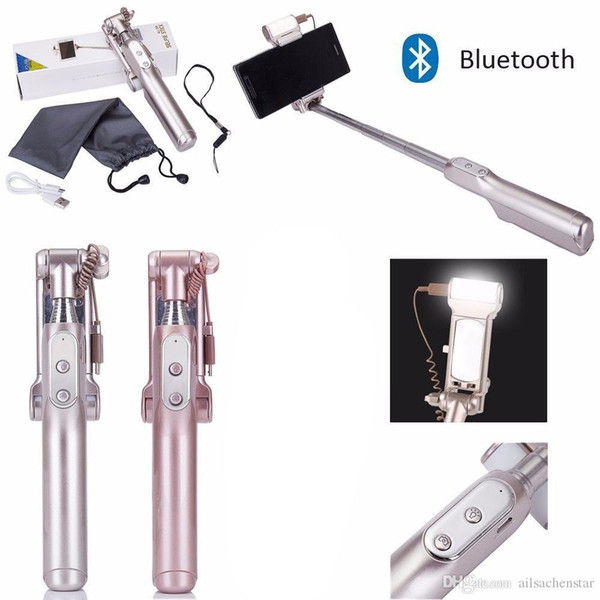 LED Wireless Bluetooth Extendable Handheld Fold Selfie Stick Monopod Shutter