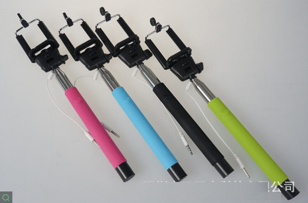 Model 207-5s Metal Self portrait stick Monopod set with wire button controller for iPhone Samsung Android phones by DHL