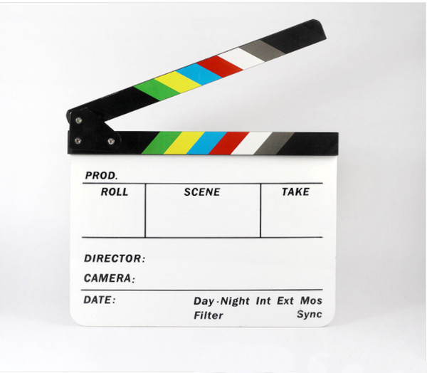 Movie Clapboard, Acrylic Plastic Action Scene Clapper Board Slate, Color Sticks Clapper, Director's TV Movie studio, 12x10 inches/30x25 cm