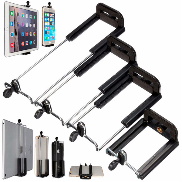 Wholesale-New Arrived Top Quality Selfie Sticks Screw Clip Bracket Mount Holder To Camera Tripod For iPhone For iPad 8 inch Tablet 4 Types