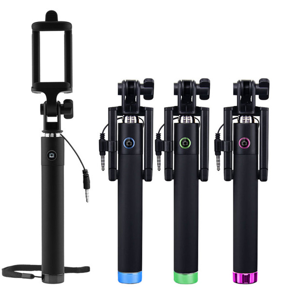 Wholesale-Rechargeable Wired Selfie Stick Quick Snap Extendable Monopod for IOS 5.0 and Android 4.2 Above Smartphones