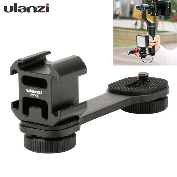 Ulanzi PT-3 Triple Hot Shoe Mount Adapter Microphone Extension Bar for Zhiyun Smooth 4 DJI Osmo Pocket Gimbal Accessories