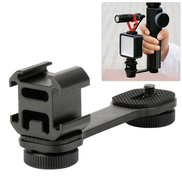 Triple Cold Shoe Microphone Mount , 1/4 Adapter Video Light Microphone Mount Compatible for Smooth Gimbal Stabilizer