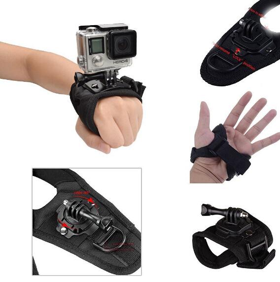 For Go Pro 360 Degree Rotation Glove style Wrist Hand Band Mount Strap For GoPro Hero 4 Hero 4 Session 3+ 3 2 Xiaoyi cam